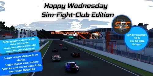 Event Happy Wednesday - Sim Fight Club - 05. November vom 05.11.25 bis zum 05.11.25 von Race Attack Bild zum Event Happy Wednesday - Sim Fight Club - 05. November vom 05.11.25 bis zum 05.11.25